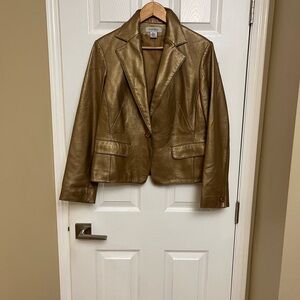Nine West Women's Gold Leather Jacket. Size L.